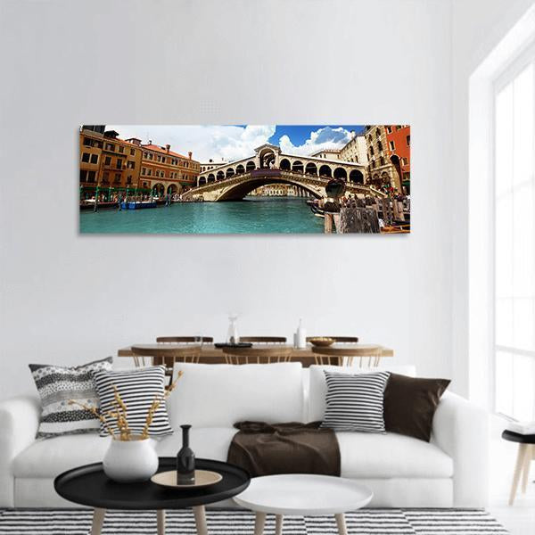 Rialto Bridge In Venice Italy Panoramic Canvas Wall Art-1 Piece-36" x 12"-Tiaracle