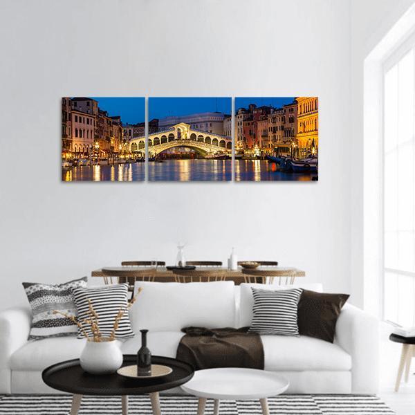 Rialto Bridge Italy Panoramic Canvas Wall Art-3 Piece-25" x 08"-Tiaracle