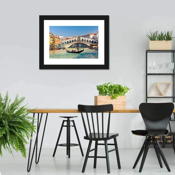 Rialto Bridge In Venice Panoramic Canvas Wall Art-1 Piece-36" x 12"-Tiaracle