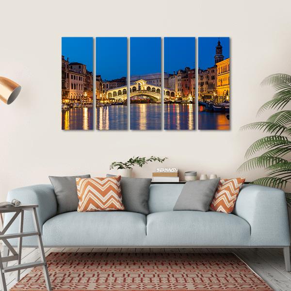 Rialto Bridge Italy Canvas Wall Art-5 Horizontal-Gallery Wrap-22" x 12"-Tiaracle