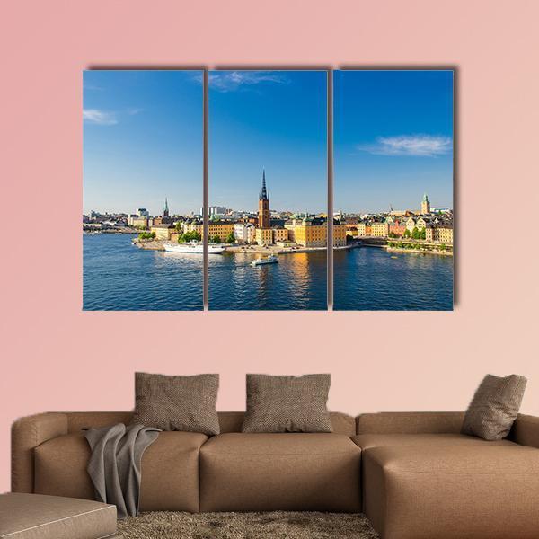 Riddarholm Church Near Lake Malaren Canvas Wall Art-3 Horizontal-Gallery Wrap-25" x 16"-Tiaracle