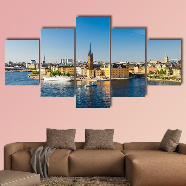 Riddarholm Church Near Lake Malaren Canvas Wall Art-5 Star-Gallery Wrap-62" x 32"-Tiaracle