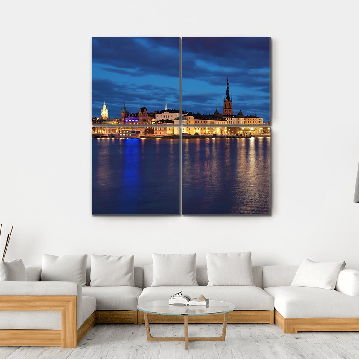 Riddarholmen Island And Gamla Stan In Stockholm Canvas Wall Art-4 Square-Gallery Wrap-17" x 17"-Tiaracle
