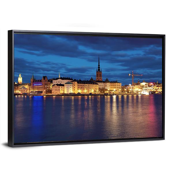 Riddarholmen Island And Gamla Stan In Stockholm Canvas Wall Art-3 Horizontal-Gallery Wrap-25" x 16"-Tiaracle