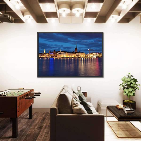 Riddarholmen Island And Gamla Stan In Stockholm Canvas Wall Art-3 Horizontal-Gallery Wrap-25" x 16"-Tiaracle