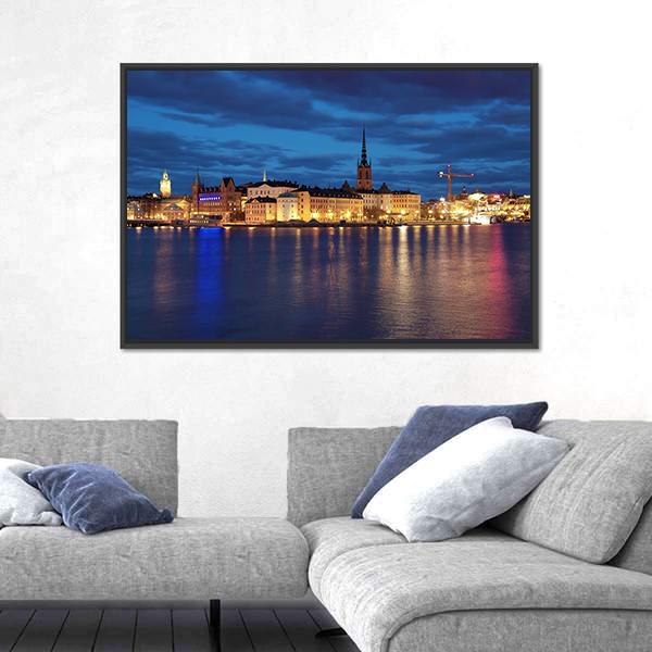 Riddarholmen Island And Gamla Stan In Stockholm Canvas Wall Art-3 Horizontal-Gallery Wrap-25" x 16"-Tiaracle