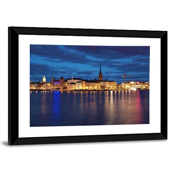 Riddarholmen Island And Gamla Stan In Stockholm Canvas Wall Art-3 Horizontal-Gallery Wrap-25" x 16"-Tiaracle