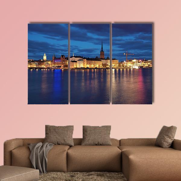 Riddarholmen Island And Gamla Stan In Stockholm Canvas Wall Art-4 Pop-Gallery Wrap-50" x 32"-Tiaracle