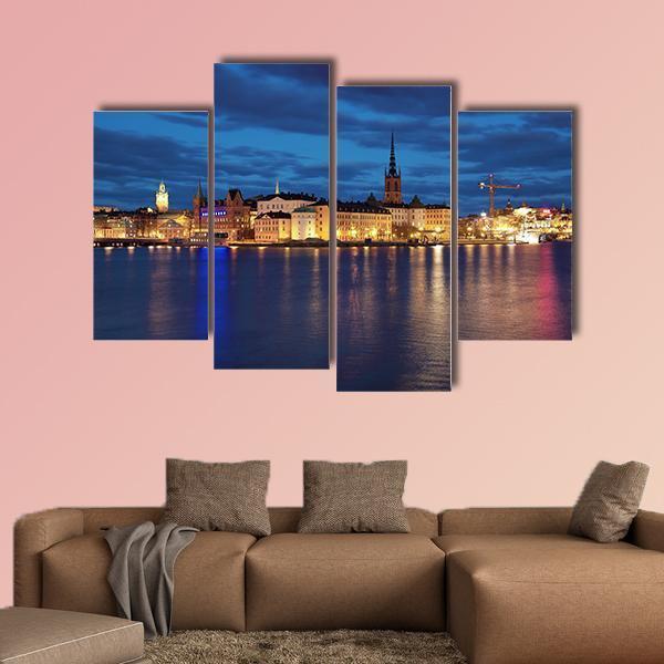 Riddarholmen Island And Gamla Stan In Stockholm Canvas Wall Art-4 Pop-Gallery Wrap-50" x 32"-Tiaracle