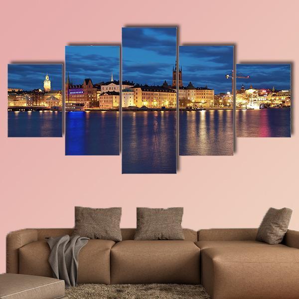 Riddarholmen Island And Gamla Stan In Stockholm Canvas Wall Art-5 Star-Gallery Wrap-62" x 32"-Tiaracle