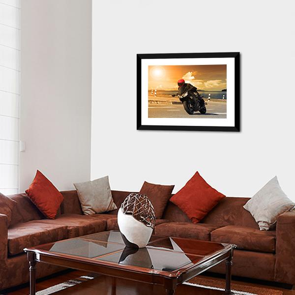 Rider With Rural Lake Canvas Wall Art-5 Horizontal-Gallery Wrap-22" x 12"-Tiaracle