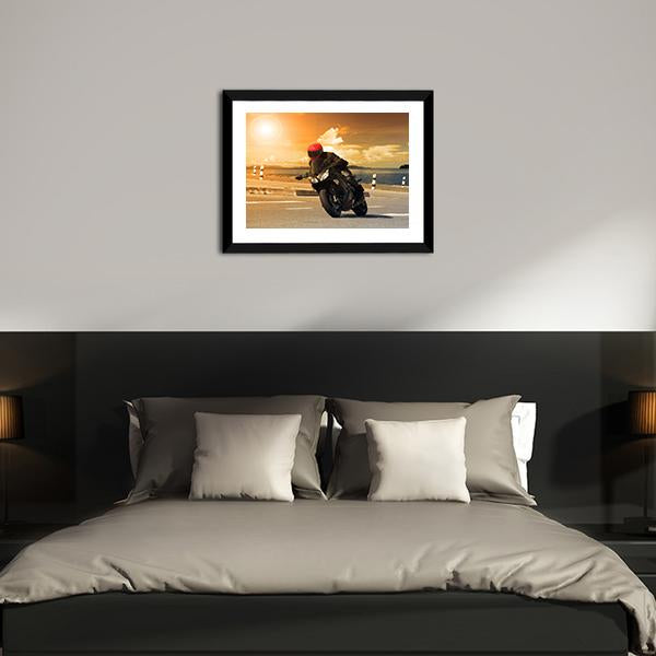 Rider With Rural Lake Canvas Wall Art-3 Horizontal-Gallery Wrap-25" x 16"-Tiaracle