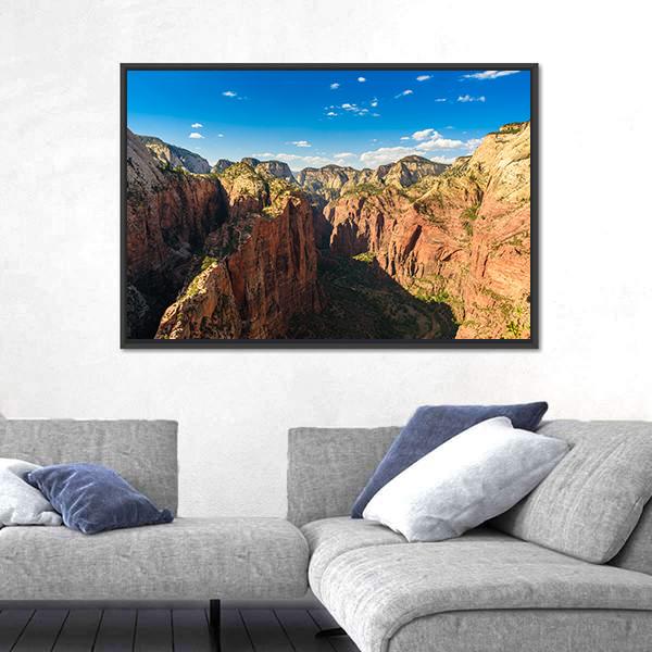 Ridge Walk In Zion National Park Canvas Wall Art-3 Horizontal-Gallery Wrap-25" x 16"-Tiaracle