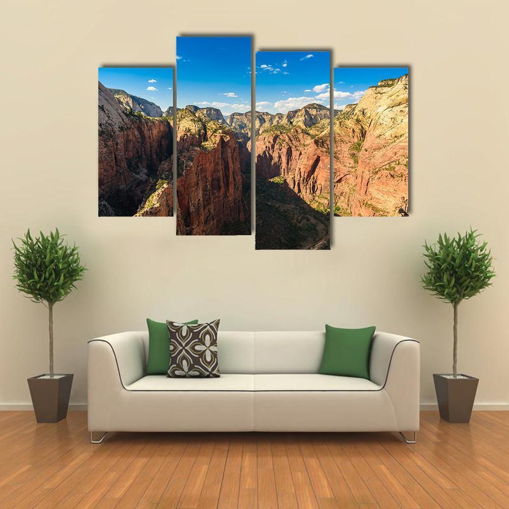 Ridge Walk In Zion National Park Canvas Wall Art-4 Pop-Gallery Wrap-50" x 32"-Tiaracle