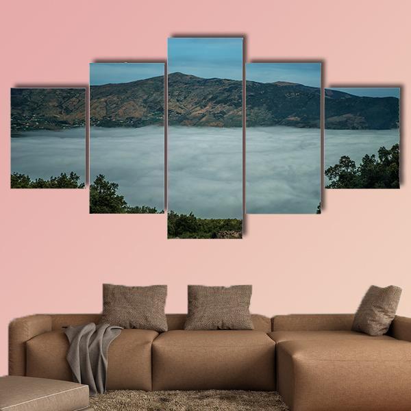 Rif Mountains Landscape With Clouds Canvas Wall Art-5 Star-Gallery Wrap-62" x 32"-Tiaracle