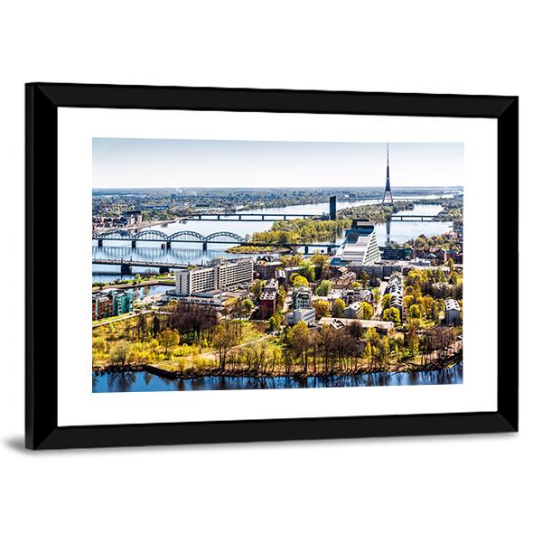 Riga City Of Latvia Canvas Wall Art-3 Horizontal-Gallery Wrap-25" x 16"-Tiaracle