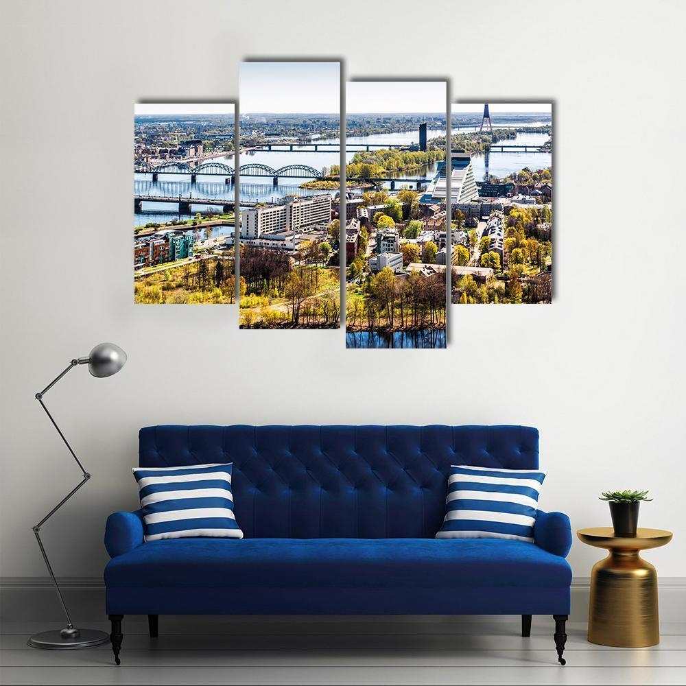 Riga City Of Latvia Canvas Wall Art-4 Pop-Gallery Wrap-50" x 32"-Tiaracle