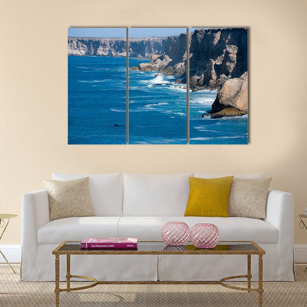 Right Whale Bunda Cliffs In Australia Canvas Wall Art-3 Horizontal-Gallery Wrap-37" x 24"-Tiaracle