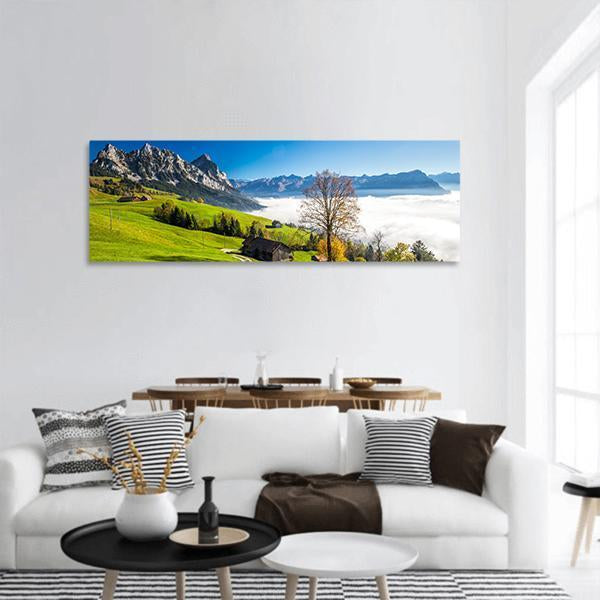 Fog Surrounding Grosser Panoramic Canvas Wall Art-1 Piece-36" x 12"-Tiaracle