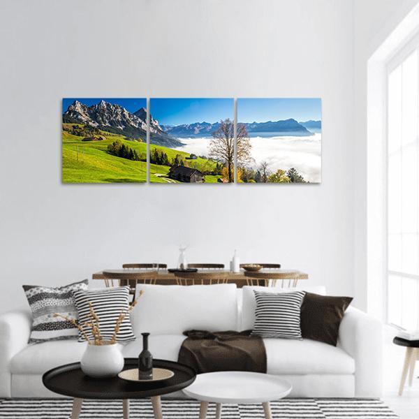 Fog Surrounding Grosser Panoramic Canvas Wall Art-3 Piece-25" x 08"-Tiaracle