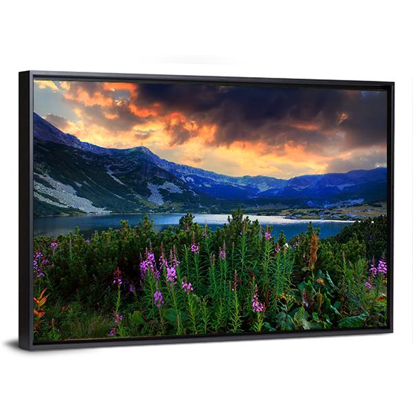 Rila Mountain With Lake Canvas Wall Art-3 Horizontal-Gallery Wrap-25" x 16"-Tiaracle