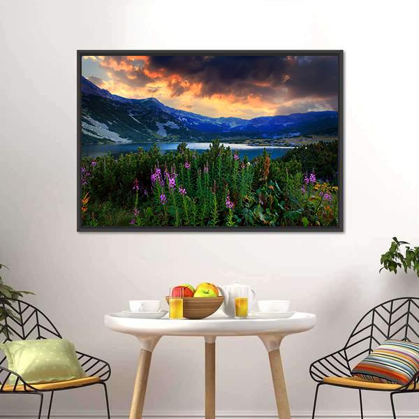 Rila Mountain With Lake Canvas Wall Art-3 Horizontal-Gallery Wrap-25" x 16"-Tiaracle