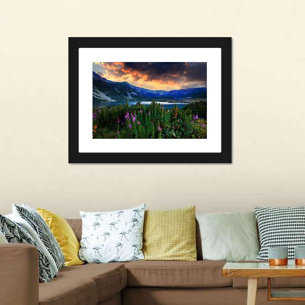 Rila Mountain With Lake Canvas Wall Art-3 Horizontal-Gallery Wrap-25" x 16"-Tiaracle