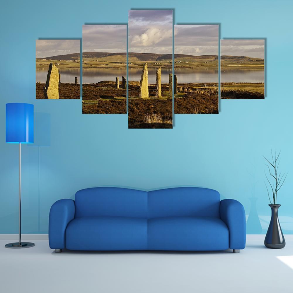 Ring Of Brodgar In Orkney Canvas Wall Art-5 Star-Gallery Wrap-62" x 32"-Tiaracle
