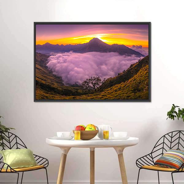 Rinjani Basecamp Canvas Wall Art-1 Piece-Floating Frame-24" x 16"-Tiaracle