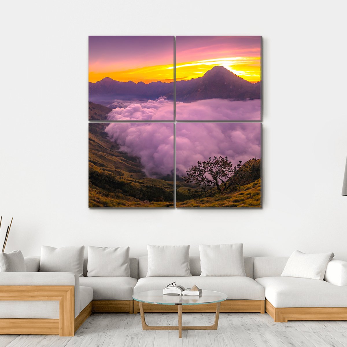Rinjani Basecamp Canvas Wall Art-4 Square-Gallery Wrap-17" x 17"-Tiaracle
