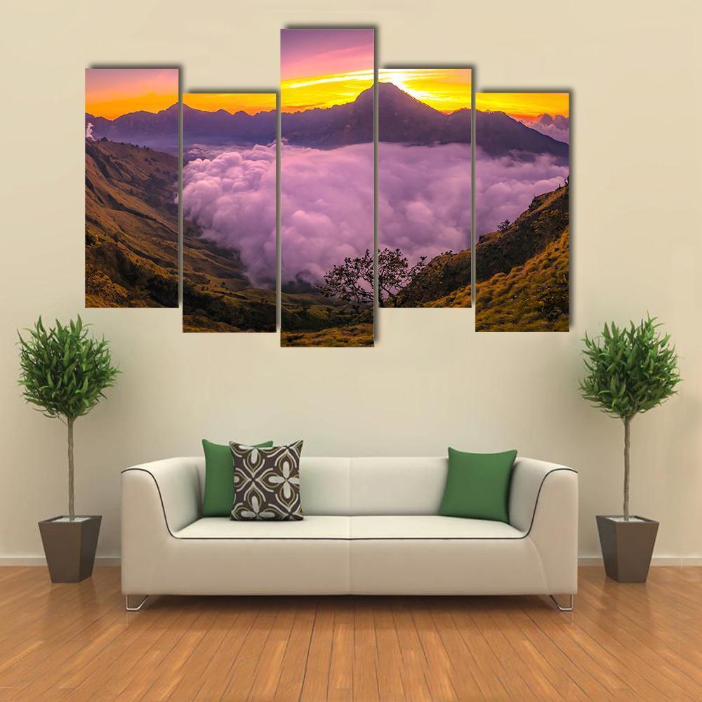 Rinjani Basecamp Canvas Wall Art-5 Pop-Gallery Wrap-47" x 32"-Tiaracle
