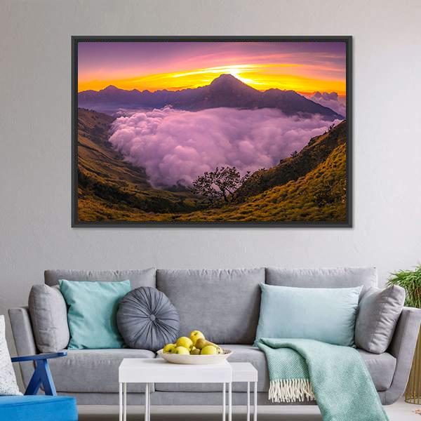 Rinjani Basecamp Panoramic Canvas Wall Art-1 Piece-36" x 12"-Tiaracle
