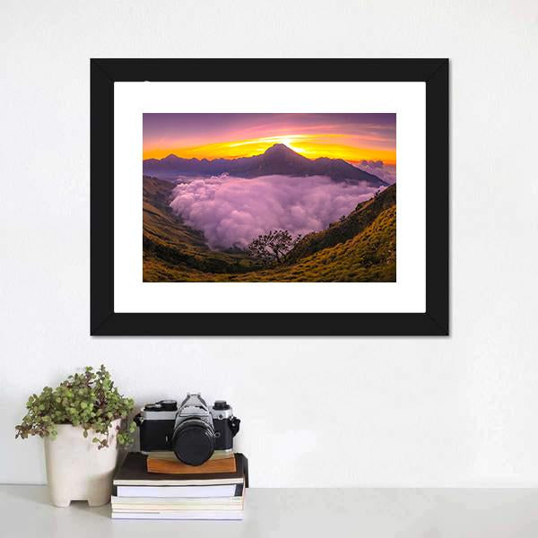 Rinjani Basecamp Panoramic Canvas Wall Art-1 Piece-36" x 12"-Tiaracle
