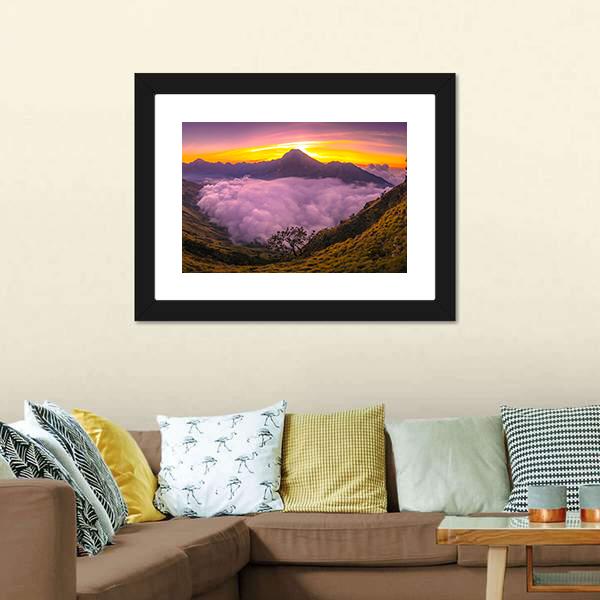 Rinjani Basecamp Panoramic Canvas Wall Art-1 Piece-36" x 12"-Tiaracle