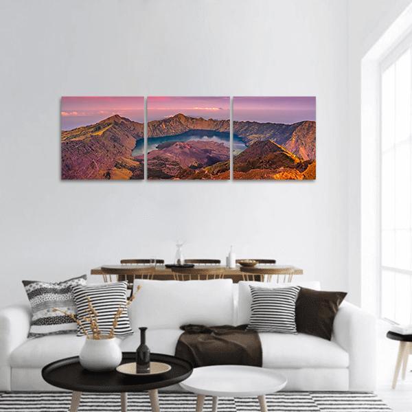 Rinjani Mountain Morning Panoramic Canvas Wall Art-3 Piece-25" x 08"-Tiaracle