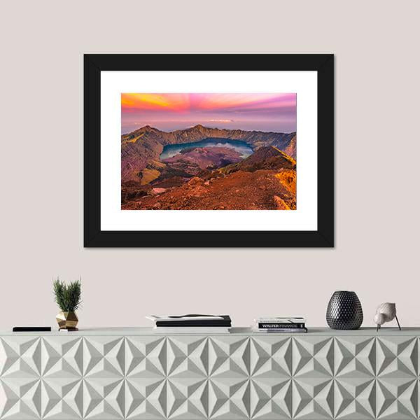 Rinjani Mountain Morning Canvas Wall Art-1 Piece-Framed Print-20" x 16"-Tiaracle
