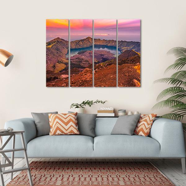 Rinjani Mountain Morning Canvas Wall Art-4 Horizontal-Gallery Wrap-34" x 24"-Tiaracle