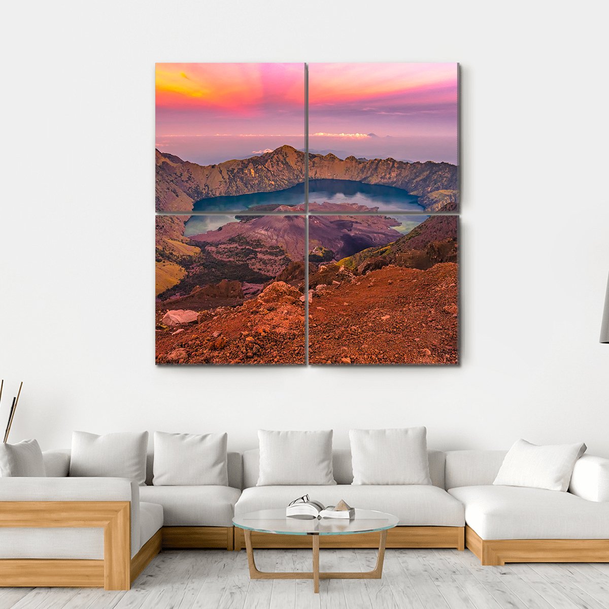 Rinjani Mountain Morning Canvas Wall Art-4 Square-Gallery Wrap-17" x 17"-Tiaracle