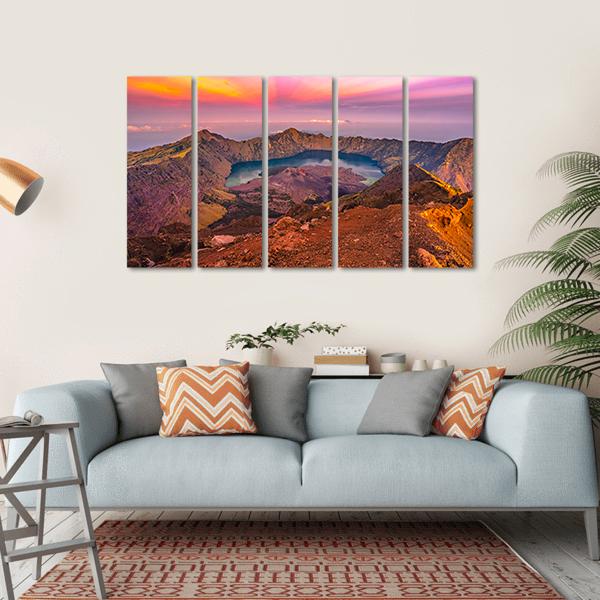 Rinjani Mountain Morning Canvas Wall Art-5 Horizontal-Gallery Wrap-22" x 12"-Tiaracle