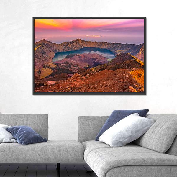 Rinjani Mountain Morning Canvas Wall Art-3 Horizontal-Gallery Wrap-25" x 16"-Tiaracle