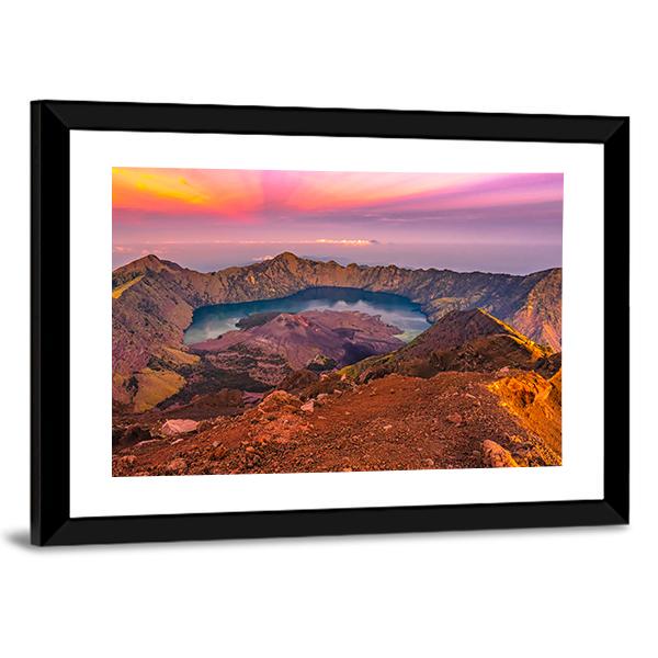 Rinjani Mountain Morning Canvas Wall Art-3 Horizontal-Gallery Wrap-25" x 16"-Tiaracle