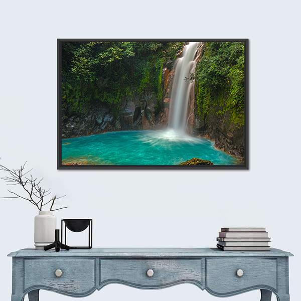 Rio Celeste Waterfall In Costa Rica Canvas Wall Art-3 Horizontal-Gallery Wrap-25" x 16"-Tiaracle