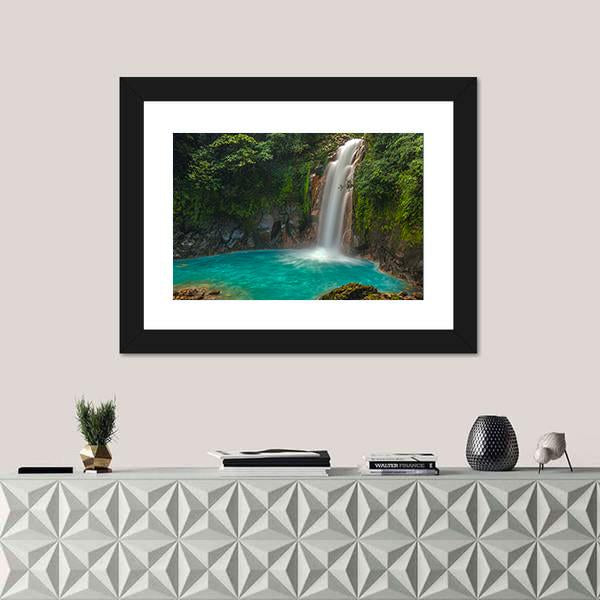 Rio Celeste Waterfall In Costa Rica Canvas Wall Art-3 Horizontal-Gallery Wrap-25" x 16"-Tiaracle