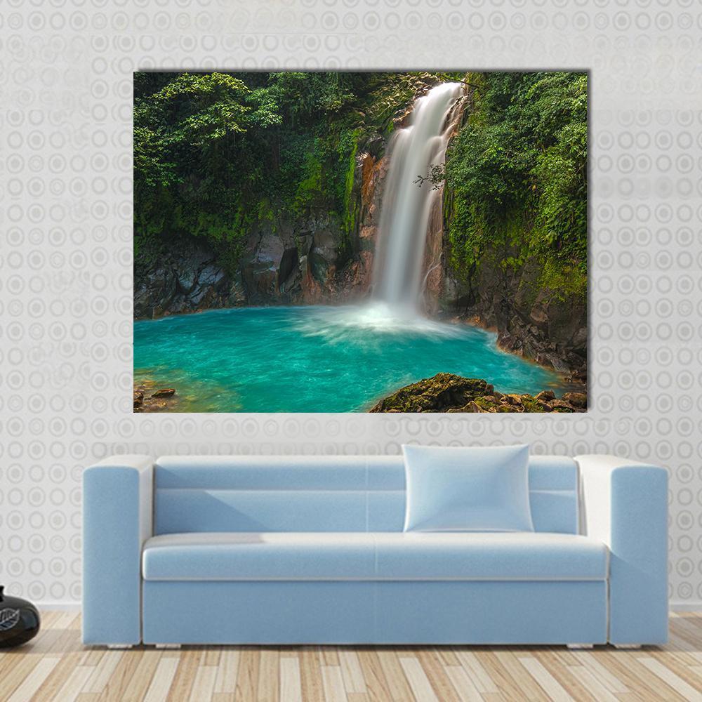 Rio Celeste Waterfall In Costa Rica Canvas Wall Art-4 Horizontal-Gallery Wrap-34" x 24"-Tiaracle