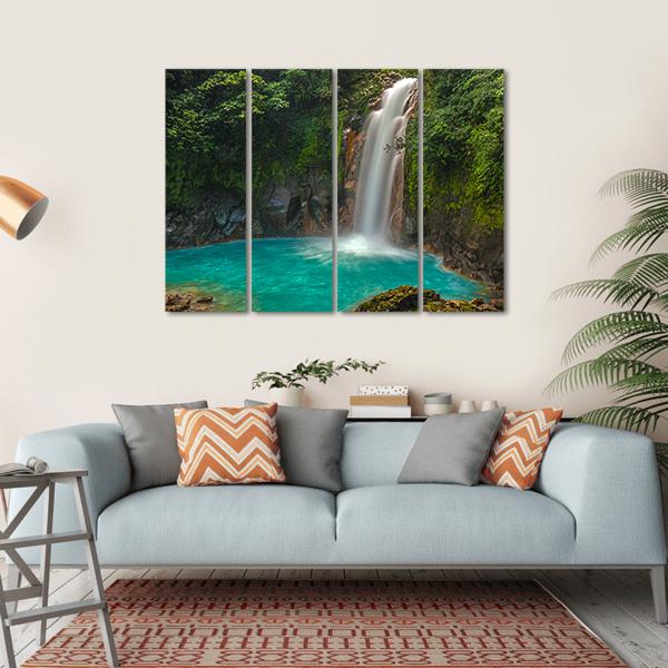 Rio Celeste Waterfall In Costa Rica Canvas Wall Art-4 Horizontal-Gallery Wrap-34" x 24"-Tiaracle