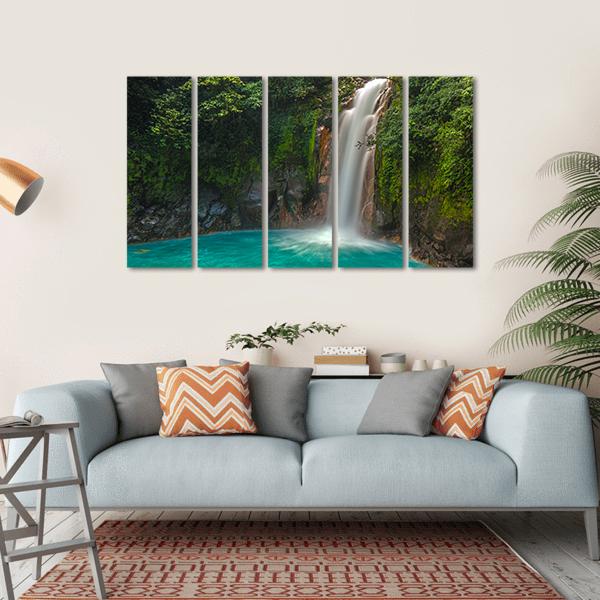 Rio Celeste Waterfall In Costa Rica Canvas Wall Art-5 Horizontal-Gallery Wrap-22" x 12"-Tiaracle