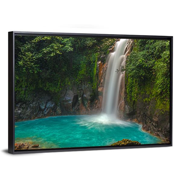 Rio Celeste Waterfall In Costa Rica Canvas Wall Art-3 Horizontal-Gallery Wrap-25" x 16"-Tiaracle