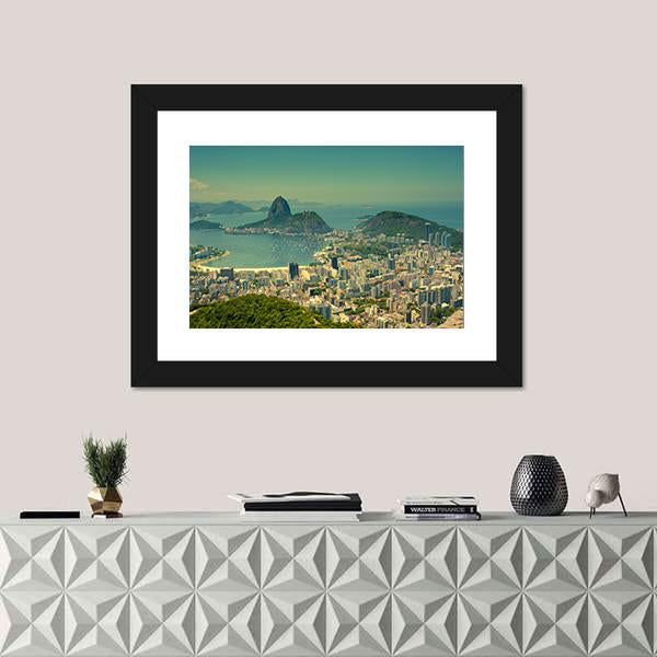 Rio De Janeiro And Sugarloaf Mountain Canvas Wall Art-1 Piece-Framed Print-20" x 16"-Tiaracle