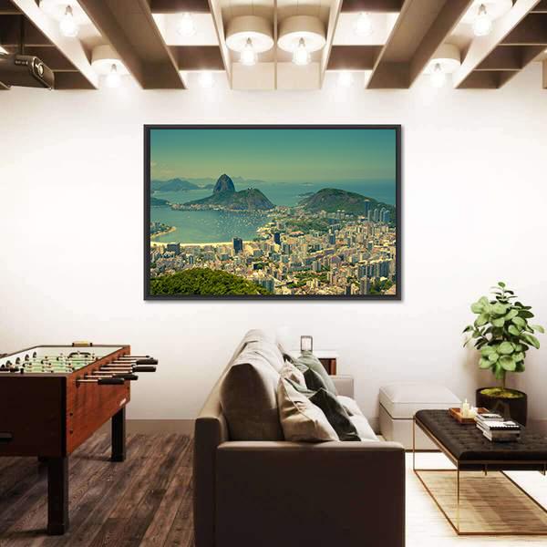 Rio De Janeiro And Sugarloaf Mountain Canvas Wall Art-3 Horizontal-Gallery Wrap-25" x 16"-Tiaracle