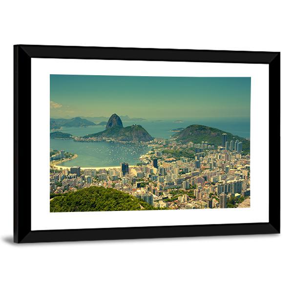 Rio De Janeiro And Sugarloaf Mountain Canvas Wall Art-3 Horizontal-Gallery Wrap-25" x 16"-Tiaracle